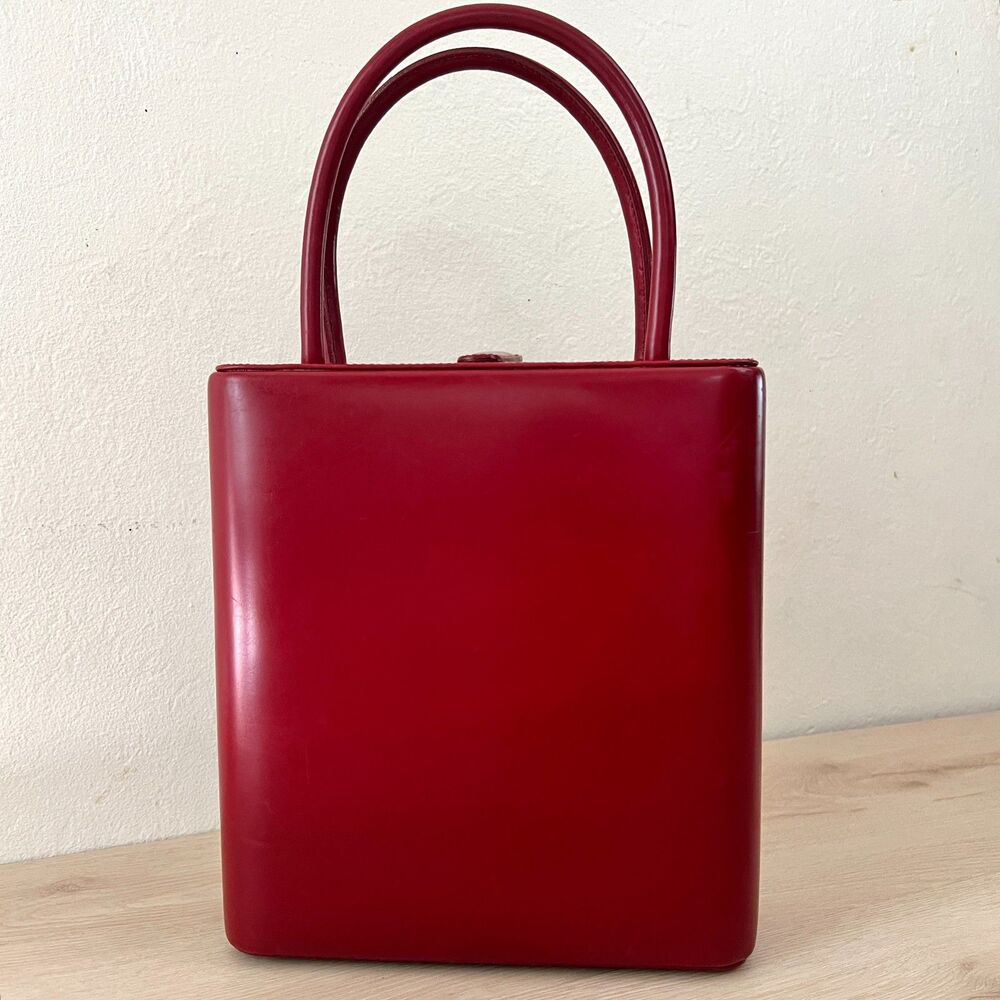 MIADORA Red Leather Retro Structured Top Handle Satchel Purse *WITH FLAWS*